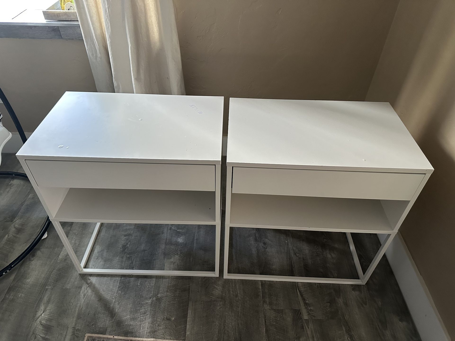 Set of 2 Modern White IKEA Nightstands – Clean, Minimalist Design