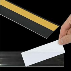 50 Pcs Shelf Label Strips 1.5''H x 48''L Self Adhesive Label Holder with 50 Pcs White Labels, Gondola Price Tag Holder Clear PVC Adhesive Ticket for M
