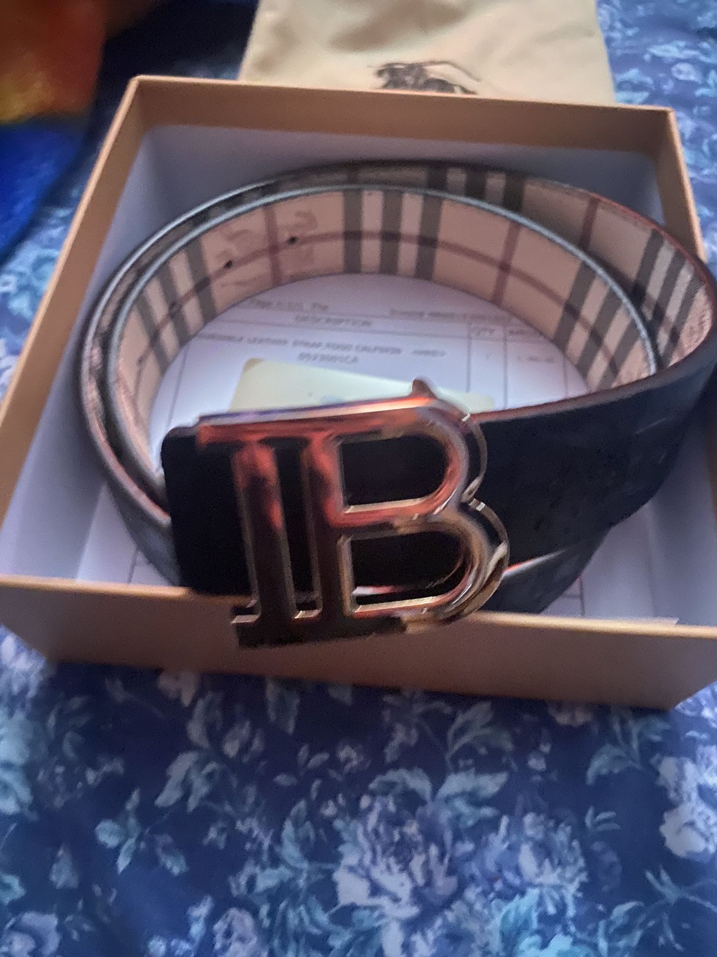Burberry Belt With Gold Buckle