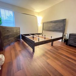 BRAND NEW MODERN RUSTIC BEDROOM SET! QUEEN $865! KING $965! DELIVERY INCLUDED!!  BRAND NEW DELIVERED IN BOXES!!   BEDROOM SET INCLUDES BED FRAME , DRE