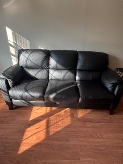 Black Leather Couch/Sofa - MUST GO