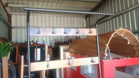 Coat rack with bench attached