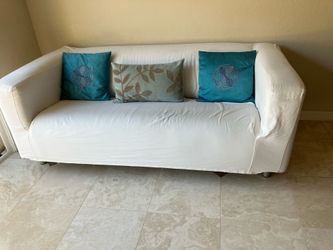 Genius Sofa! 2 Washable Covers (White & Blue) - Pet/Kid-Friendly