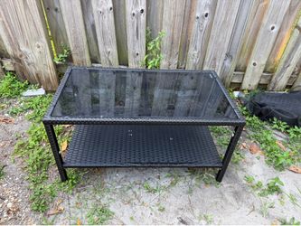 Patio Coffee Table with Tempered Glass Top – $60