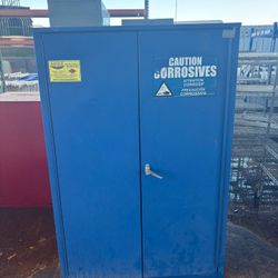 45 Gallon, 2 Shelves, 2 Door, Self Close, Metal Corrosive Safety Cabinet, Blue - CRA45