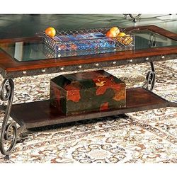 Ornate Metal/Wood Coffee Table And End Table Set