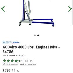 AC Delco 4000 pound engine hoist