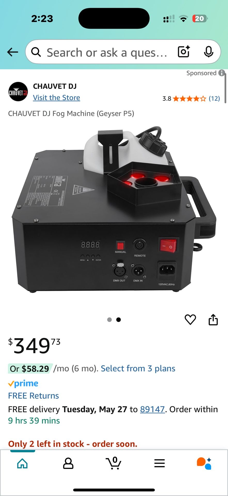 CHAUVET geyser DJ fog Machine with lights