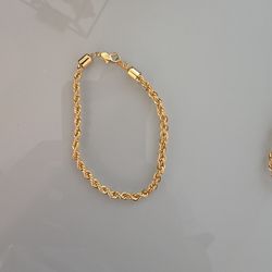 Gold-Plated Rope Chain Bracelet / Anklet (Small Size)