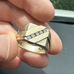Large Gold And Diamond 10k Ring 