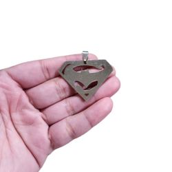 Vintage Silver Toned Superman Batman Pendant