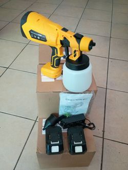 PORTABLE CORDLESS ELECTRIC PAINT SPRAYER WITH TWO RECHARGEABLE BATTERIES 18V 5.5Ah
portable cordless electric paint sprayer, commonly powered by lithi