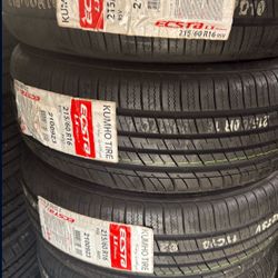 215/60/16 Kumho 4 New Tires Installed And Balanced 50,000 Miles Warranty 