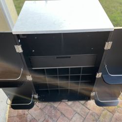Marble Top Bar Cart With Bottle Storage