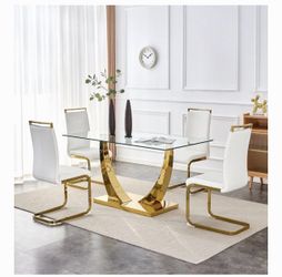 Glass Dinning table with 4 chairs ( 2 extra chairs free because it have stain)