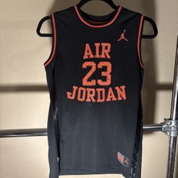 Boy Nike Air Jordan Basketball STITCHED Jersey Black/Light Red Youth LARGER