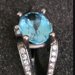 Blue and White Topaz Ring