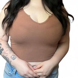 Brown Racer back Tank Top