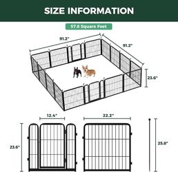 FXW Rollick Dog Playpen, Indoor, Yard & RV Camping, 24" H, 16 Panels Easy setup, Heavy-duty, DIY layouts, Walk-through gate, for Puppies & Small Dogs,