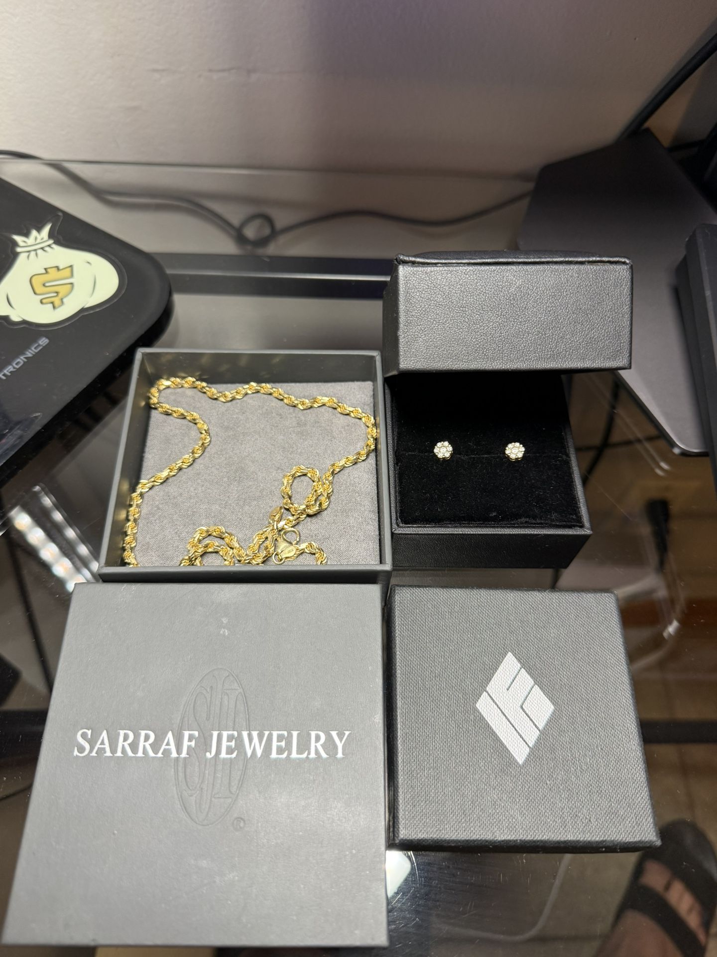 Diamond Cut Rope Chain And IfandCo Earrings