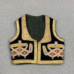 True Vintage Late 1960s Turkish Ottoman Psychedelic Gold And Black Velvet Vest
