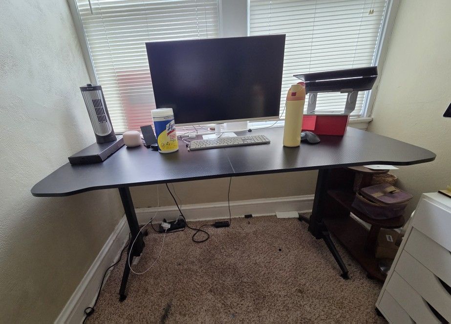 Black Gaming Desk 30"H X 28.5" D X 62.5"W