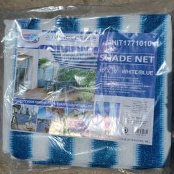 10ft × 10ft Shade Net In White/Blue 