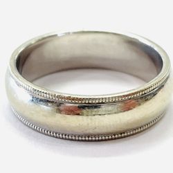 14K White Gold Band Ring 