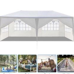 Canopy 10x20ft Canopy Tent with 6 Sidewalls Protable Tent for Parties Beach Camping Party (10x20,White)