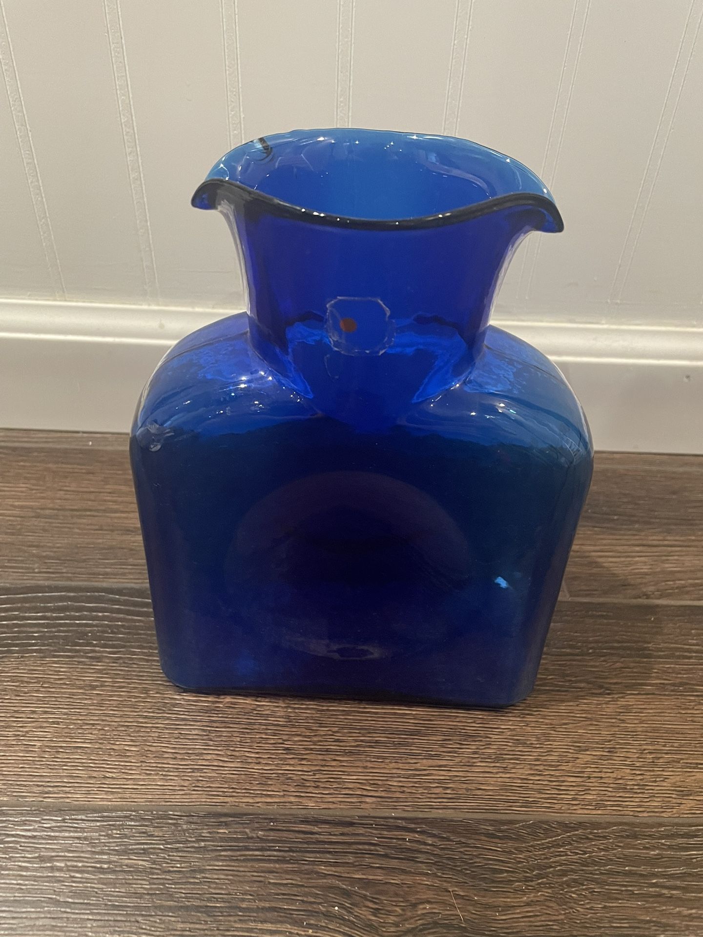 Blenko Cobalt Blue Water Pitcher Double Spout
