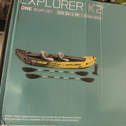 Intex Kayak inflable amarillo para 2 personas Explorer K2 con remos de aluminio y bomba de aire