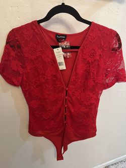 Bebe New Red Lace Bodysuit
