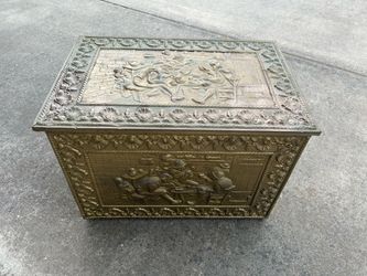 Antique Brass Embossed Decorative Storage Box