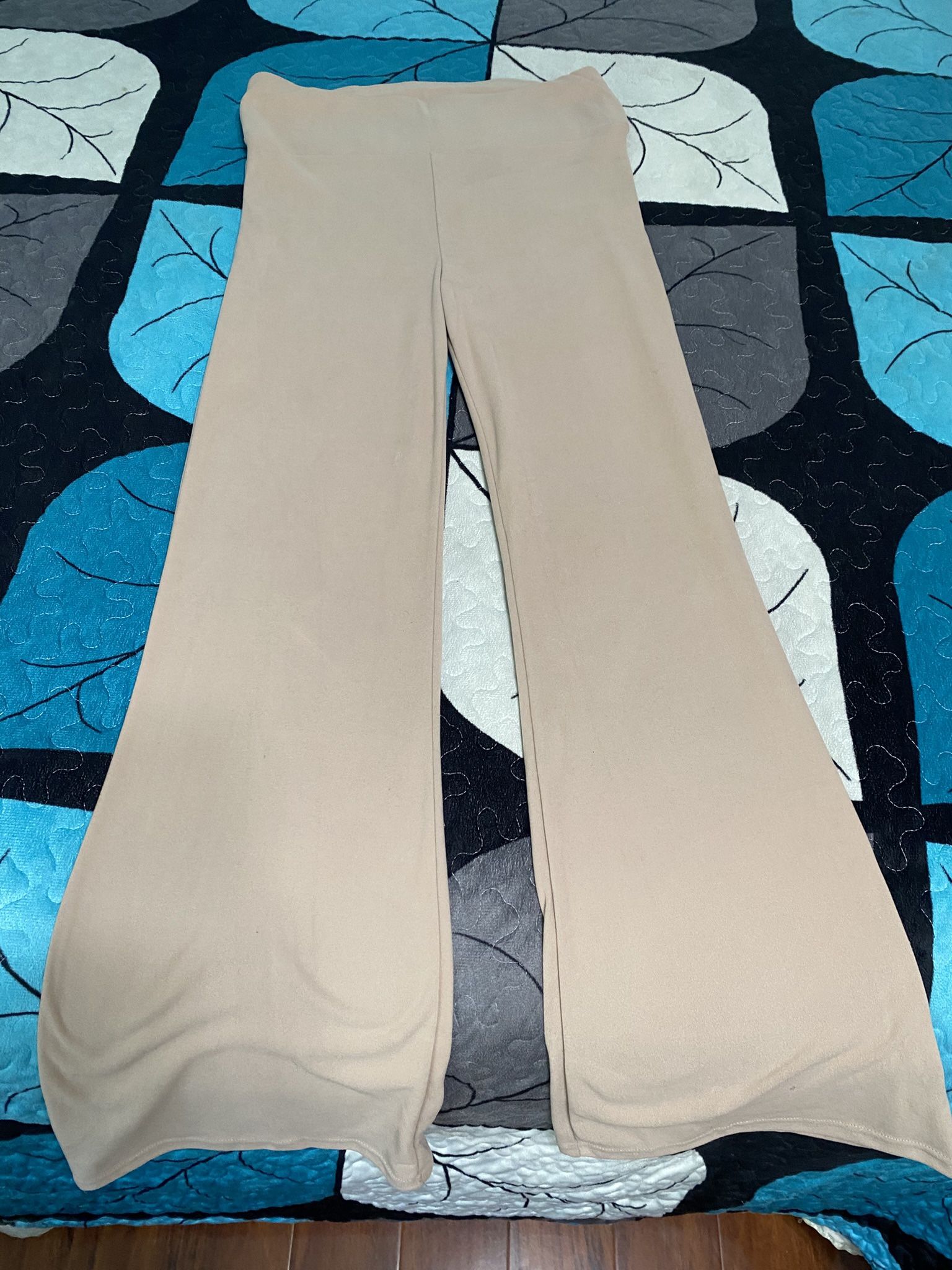 Beige Wide Leg Leggings