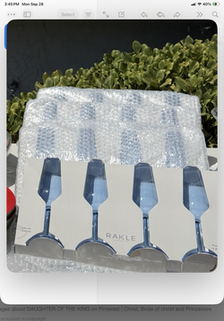 Blue glass champagne glasses