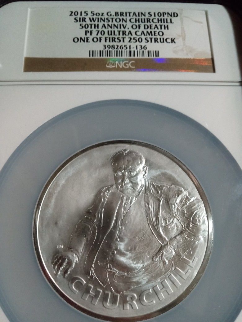 2015 5oz G. Britain S10PND Sir Winston Churchill 50th Anniversary Of Death Silver Coin