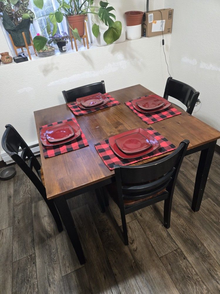 Kitchen Table, Brown & Black, 5 Piece Set