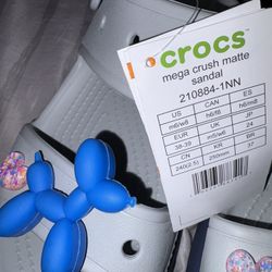 Crocs Mega Crush Matte Blue Wedge Sandals Bnwt