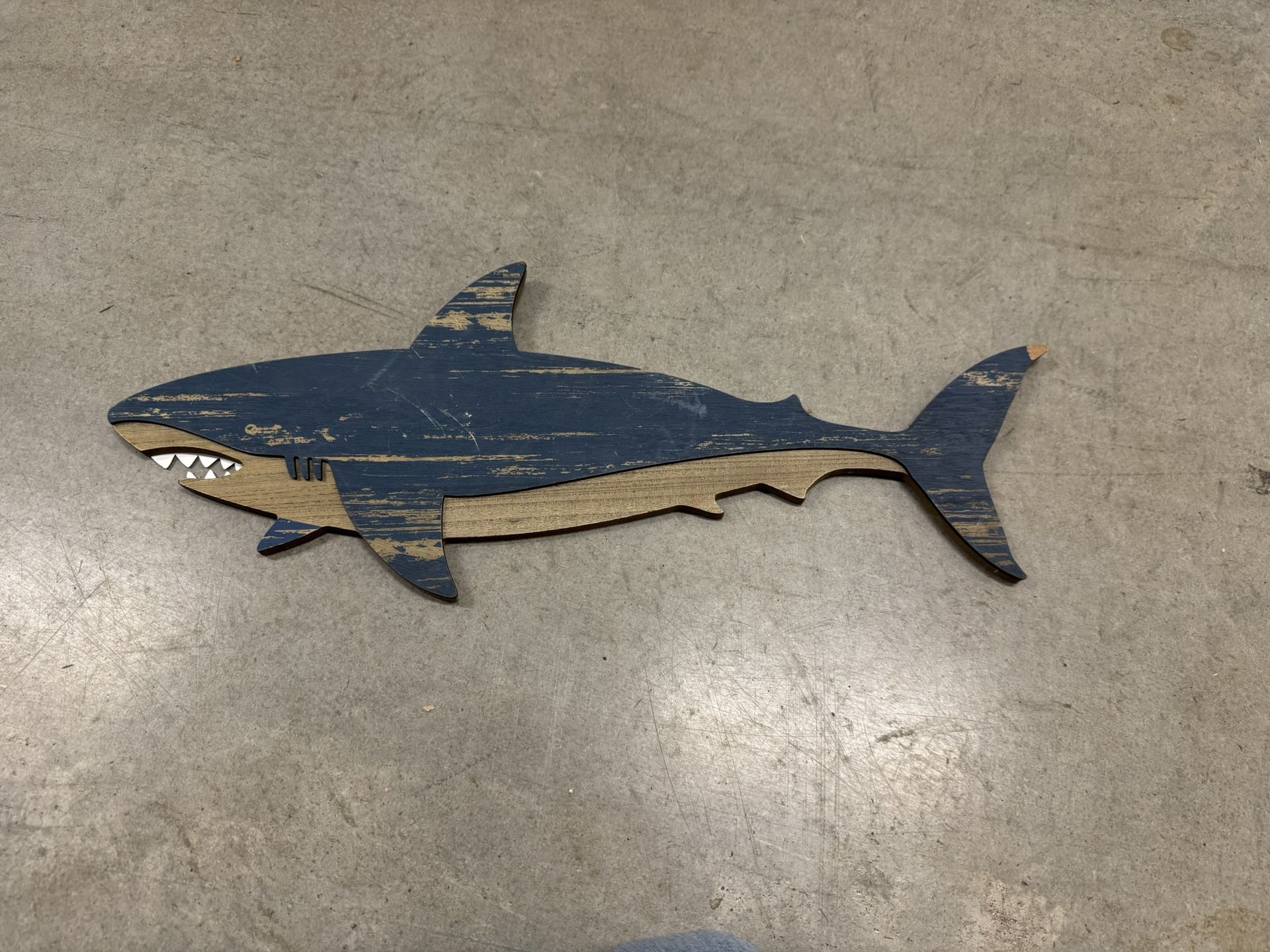 Distressed Wooden Shark Hanging Wall Decor