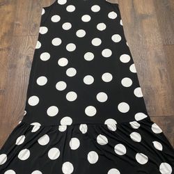 Womans Black White Polka Dot Long Dress Size Large By Truth & Style #11