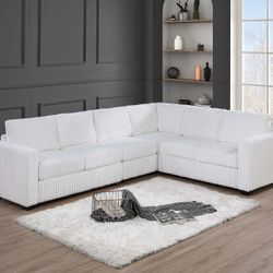 White Fur Like Corduroy Sectional Brand New In Box Firm Price $580