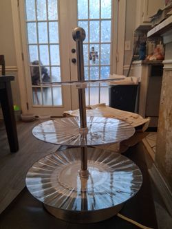 3-Tier Silver Metal Serving Stand