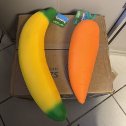 Sunny Days Squishy Carrot Banana Viral Tiktok Lot 2 Bundle Squeezy Toy