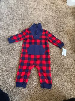 Fleece plaid onesie/romper