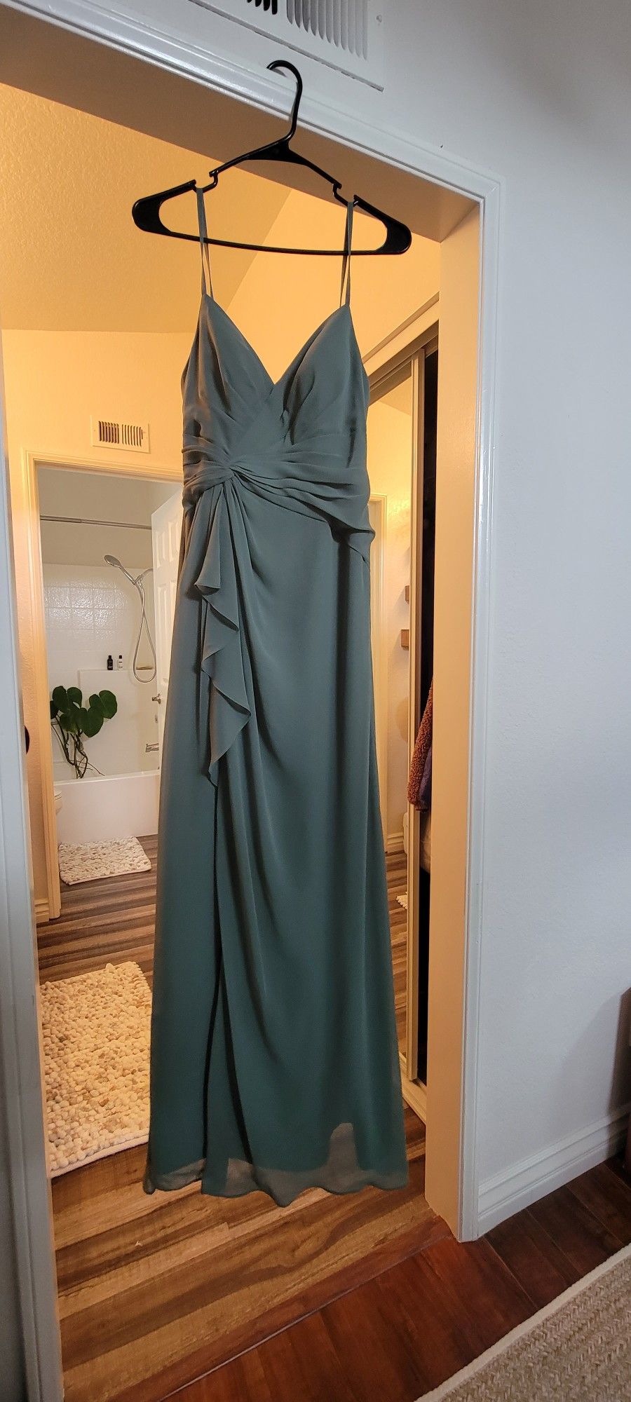 tailor for bridesmaid dresses near me Long Halter A-line Pleated Chiffon Bridesmaid Dress main image 1
