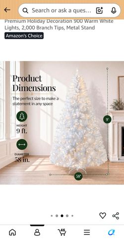 9 ft White Pre-Lit Artificial Christmas Tree