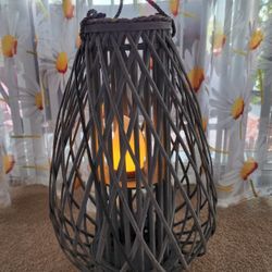 The Solar Candle Wicker Lantern 23"