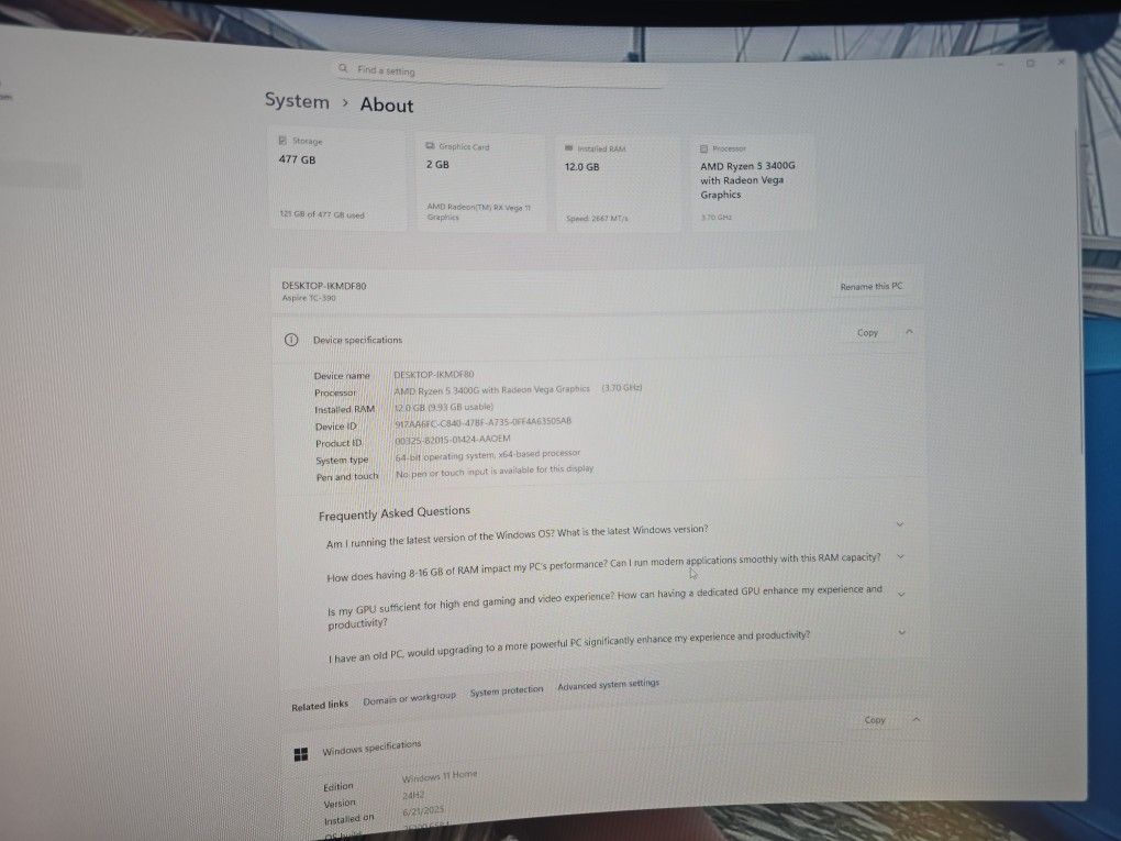 Home Office Computer Acer