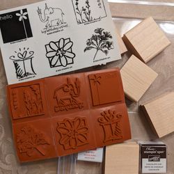 Stampin Up, 2004, Big Birthday Wishes Elephant, Hello, Flowers, Gift, Wood Stamps, New