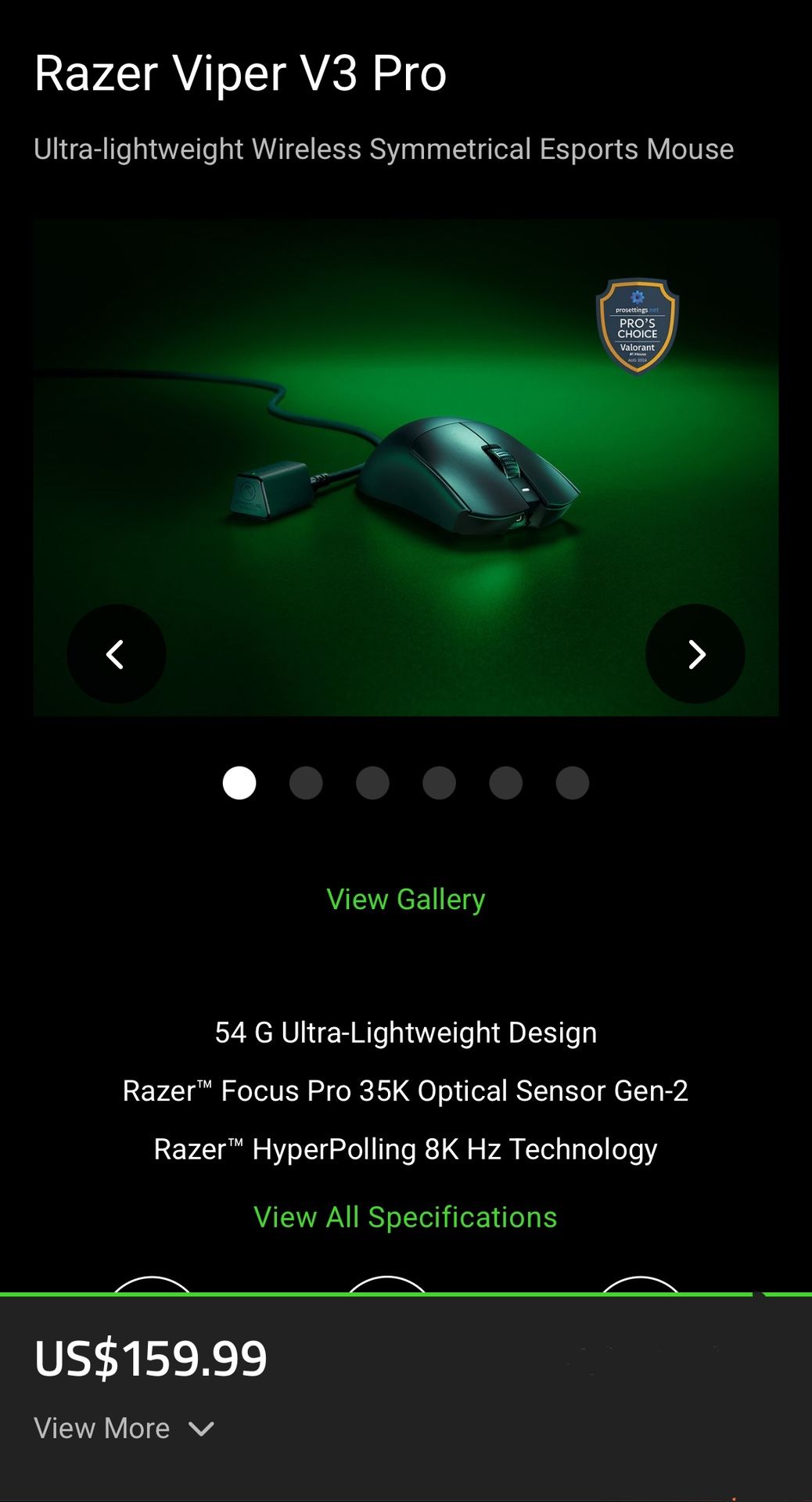Razer Viper V3 Pro Ultra-lightweight Wireless Symmetrical Esports Mouse